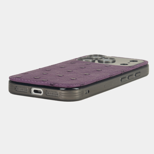 Чехол-накладка для iPhone 17 Pro - кожа страуса, фиолетовый