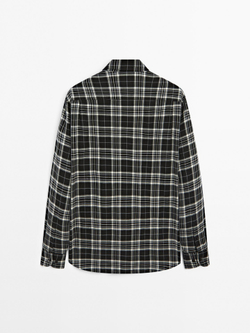 Massimo Dutti РУБАШКА ИЗ СМЕСОВОГО ХЛОПКА В КЛЕТКУ, ЧЕРНЫЙ