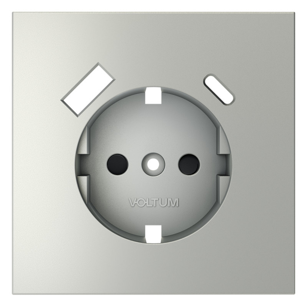 Накладка для розетки с заземлением и защитными шторками, с USB A+C, S70 (сталь)
