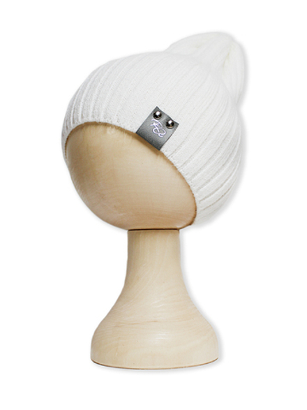 Шапочка вязаная в рубчик Чиполлино Сахар полушерсть RinaAmari