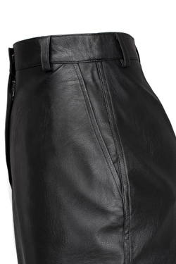 Юбка миди "Leather classic" из экокожи с разрезом