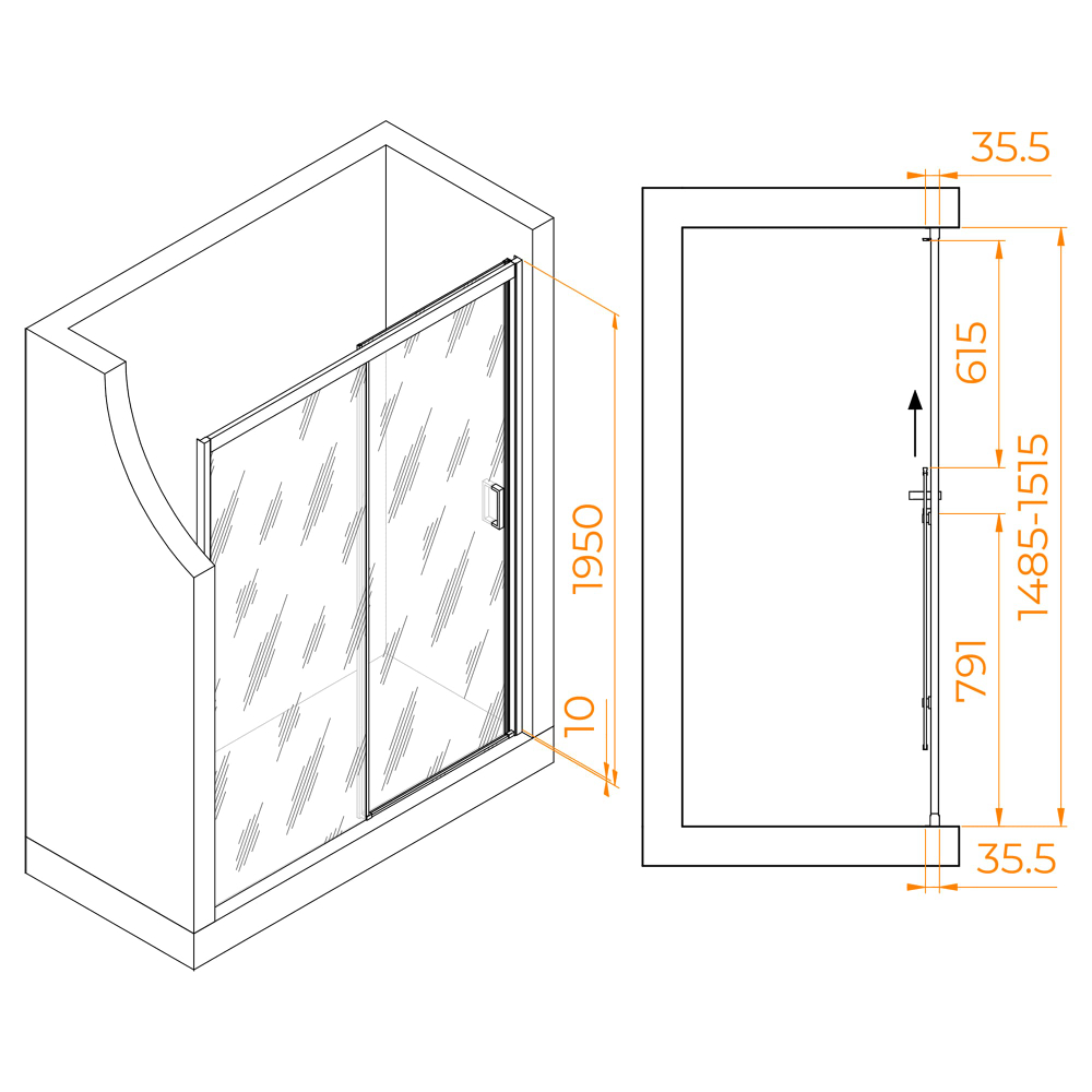 Душевая дверь RGW PA-017 (Матовое-Сатинат, 1500)