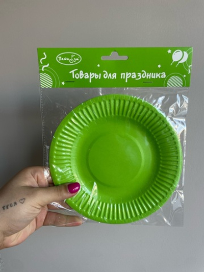 Y Тарелки бумажные ламинированные Green (Зеленый) 18 см, 6