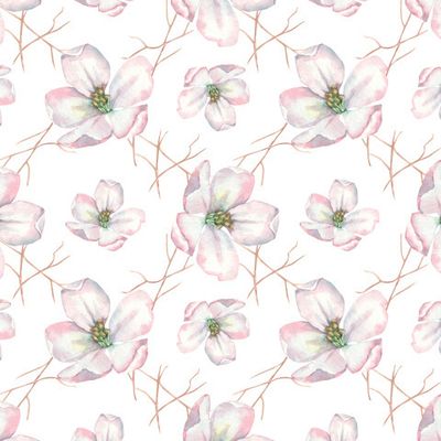 Floral seamless pattern for printing. Blooming apple tree.