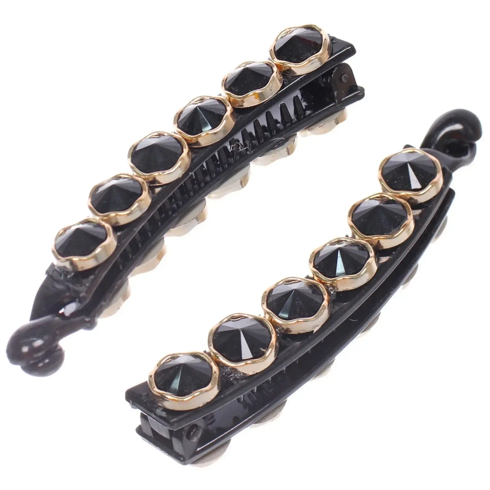 Заколка - банан для волос в пакете «PREMIUM», фергамо, цвет чёрный, 10см