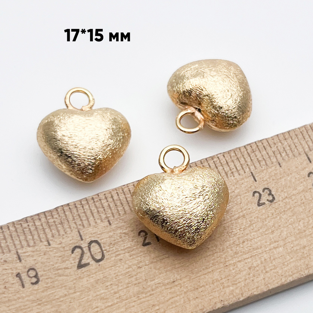 Подвеска Сердце, цвет золото, размер 17*15 мм, цена за 1 шт