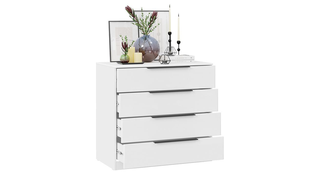 Комод для одежды с ящиками Белый Жемчуг/Белый глянец 4 ящика 92х51х87 см