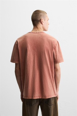 ZARA ФУТБОЛКА С КОНТРАСТНЫМ ПРИНТОМ, КРАСНЫЙ