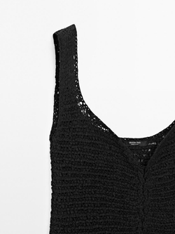 Massimo Dutti Топ-корсет из кружева кроше, черный