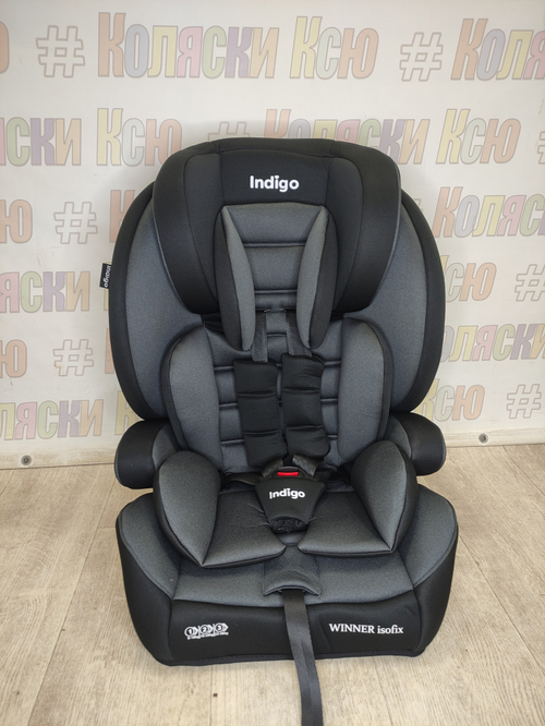 Автокресло детское Indigo Winner Isofix группа 1/2/3 (9-36) черный-серый