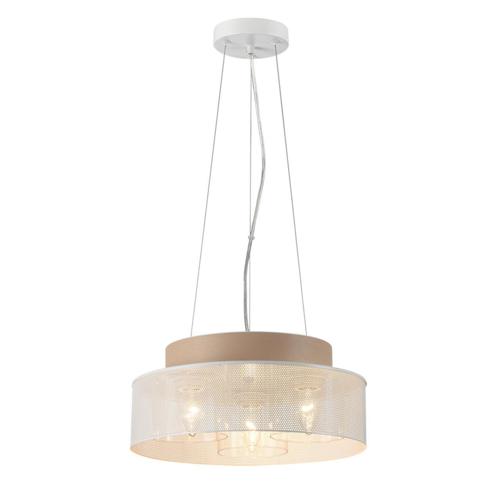 6599/3C MODERNI LN25 156 белый/белый, бежевый металл, эко кожа/металл, стекло Подвесной светильник Е27 3*60W 220V BASALTO