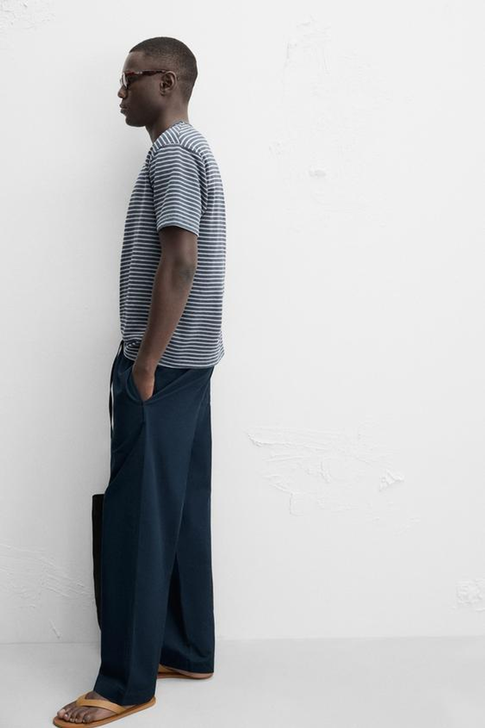 ZARA БРЮКИ ПРЯМОГО СИЛУЭТА RELAXED FIT, МОРСКОЙ СИНИЙ