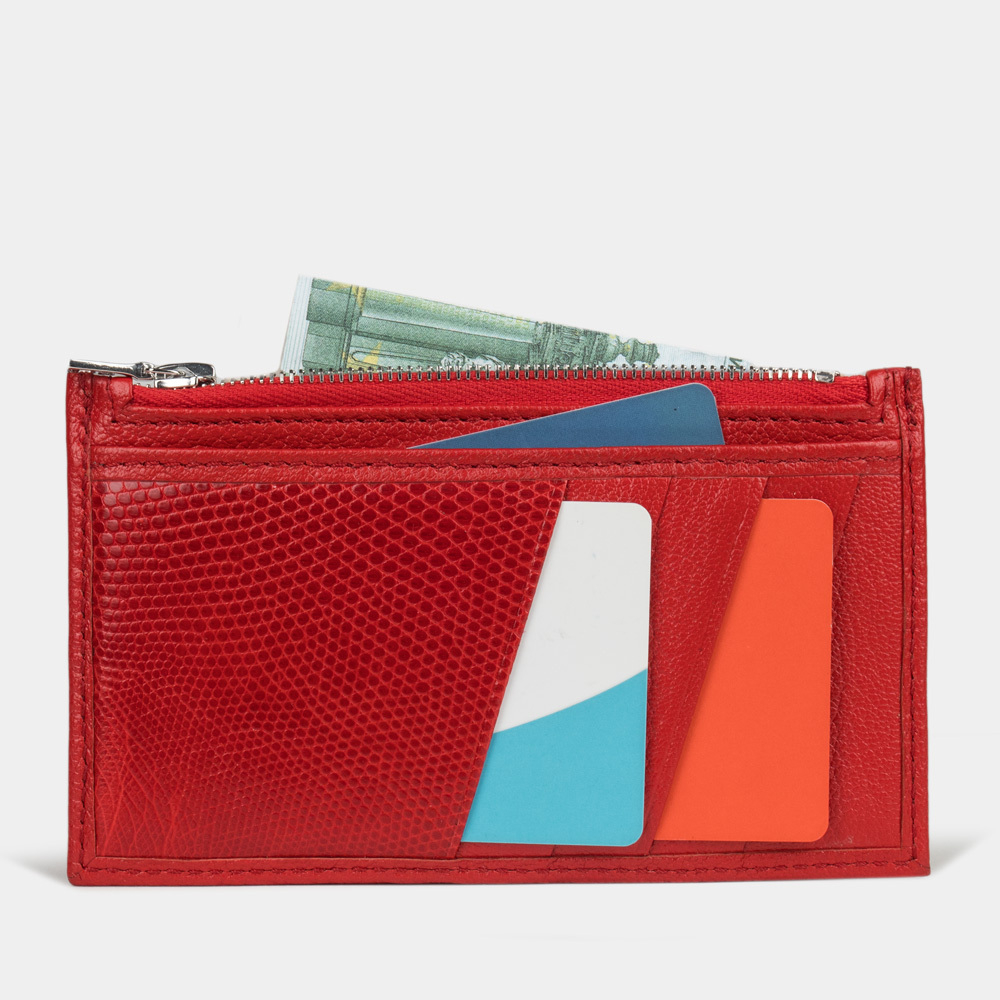 Кардхолдер-кошелек кожаный Franc красного цвета