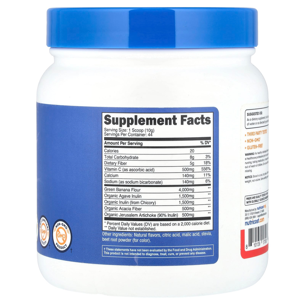 Nutricost, Пребиотическая клетчатка, фруктовый пунш, 454 г (16,2 унции)