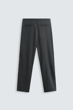 ZARA БРЮКИ ИЗ ХЛОПКА И ЛЬНА, СЕРЫЙ