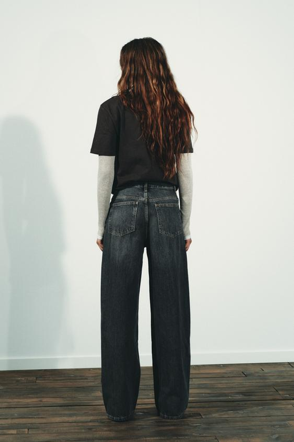 ZARA ДЖИНСЫ TRF WIDE LEG С ПЕРЕКРЕСТНОЙ ТАЛИЕЙ И ВЫСОКОЙ ПОСАДКОЙ, АНТРАЦИТОВО-СЕРЫЙ