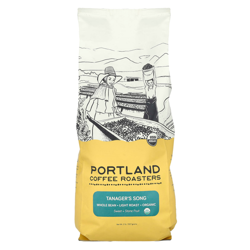 Portland Coffee Roasters, Органический кофе, цельные зерна, легкая обжарка, песня Танагера, 907 г (2 фунта)
