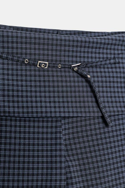 ZARA БРЮКИ В КЛЕТКУ С РЕМНЕМ, ИНДИГО