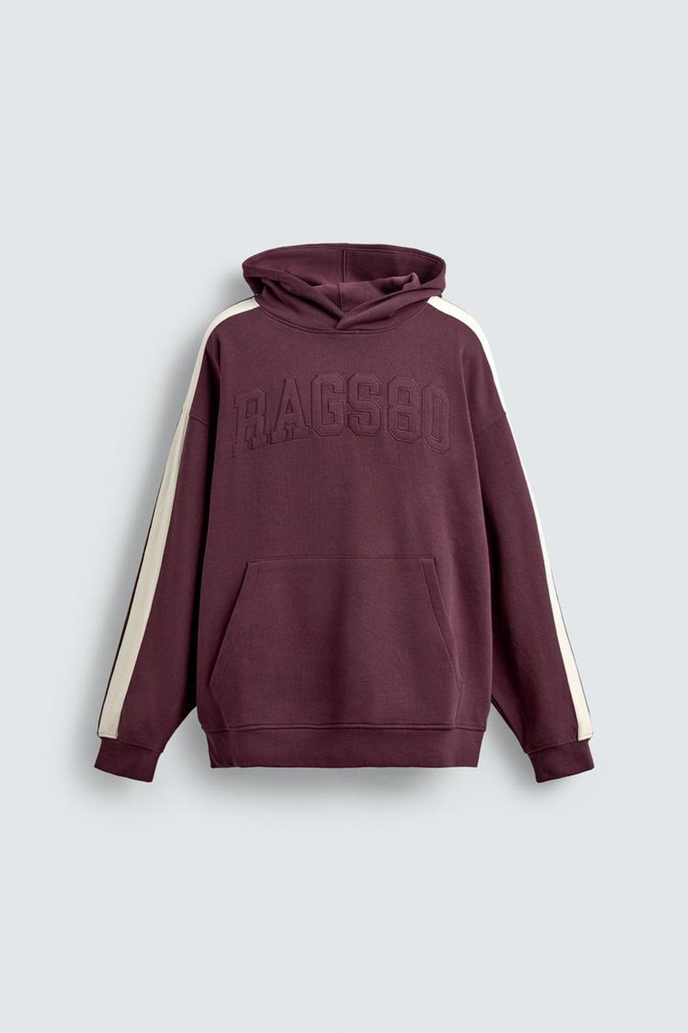 ZARA ТОЛСТОВКА С НАШИВКАМИ И КОНТРАСТНЫМИ ПОЛОСАМИ, ГРАНАТОВЫЙ