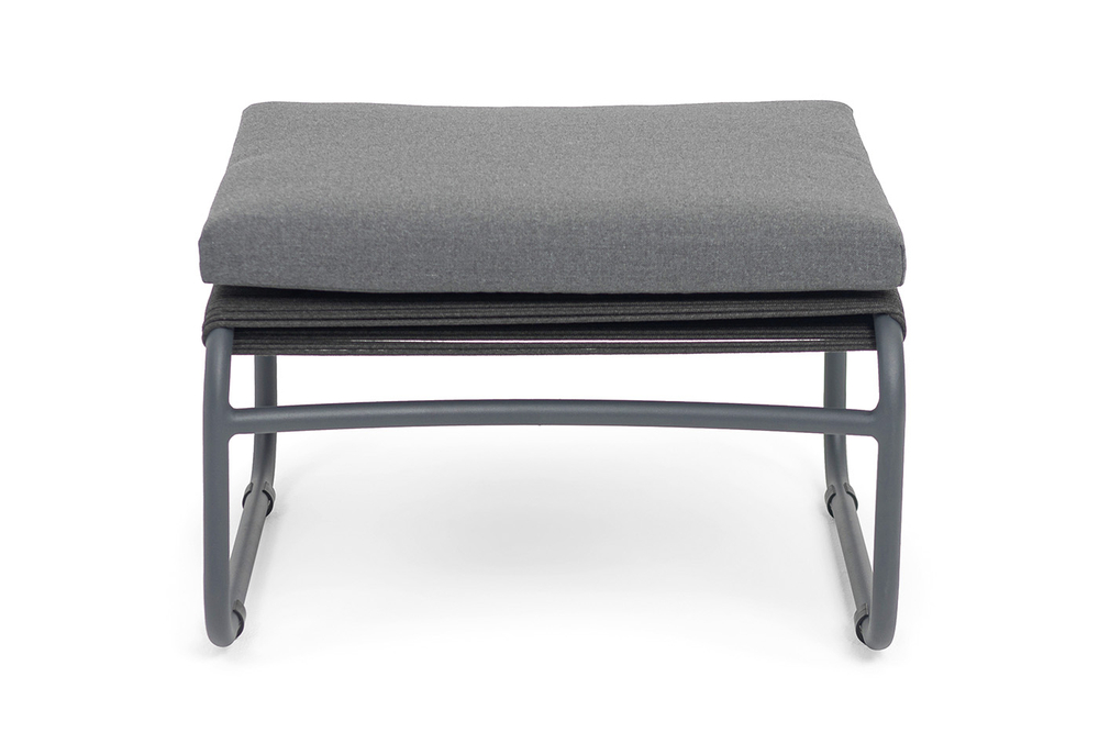 "Ането" пуф плетеный из роупа, каркас алюминий темно-серый (RAL7024) муар, роуп темно-серый круглый