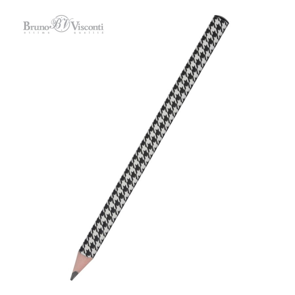 Карандаш чернографитный BrunoVisconti HappyGraphix JUMBO Модный паттерн , 4В, трёхгранный