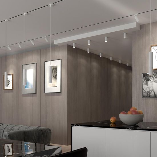 370770 PORT NT21 125 белый Светильник трековый однофазный трехжильный, провод 1м IP20 GU10 50W 220V MAIS