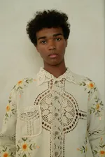 Рубашка Soeurs Вязаная с Желтыми Цветами / Yellow Flowers Crocheted Long Sleeve бежевая