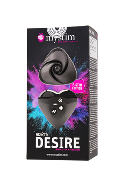 Вибратор Mystim Heart s Desire с электростимуляцией, силикон, черный, 6,7 см