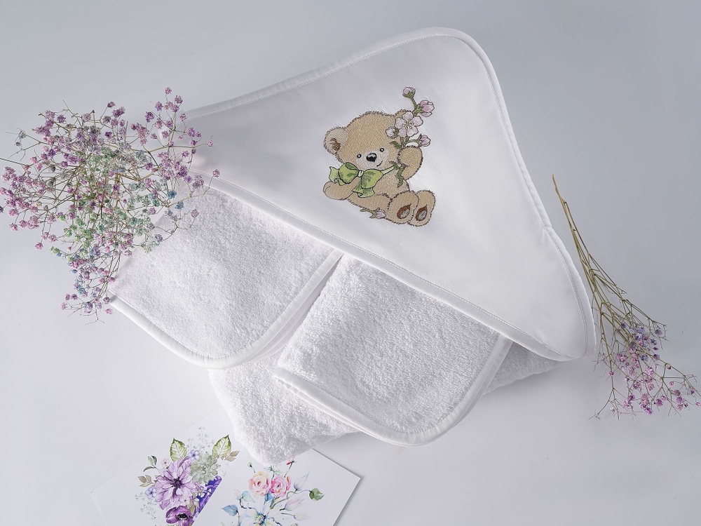 Набор полотенец для новорожденных 120х120 Claire Batiste Atelier Honey Girl с капюшоном