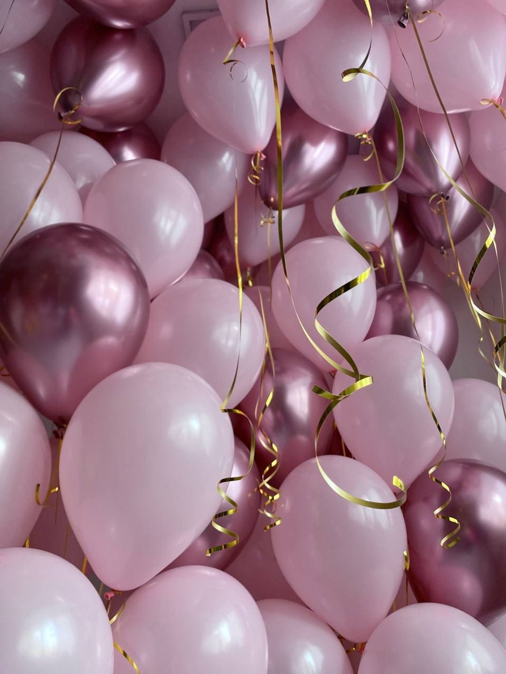 Розовые воздушные шары 100шт ( 2 фонтана по 20шт, под потолок 60 шт) №2617