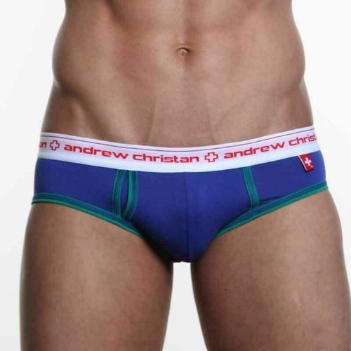 Мужские трусы брифы синие Andrew Christian Cotton Brief