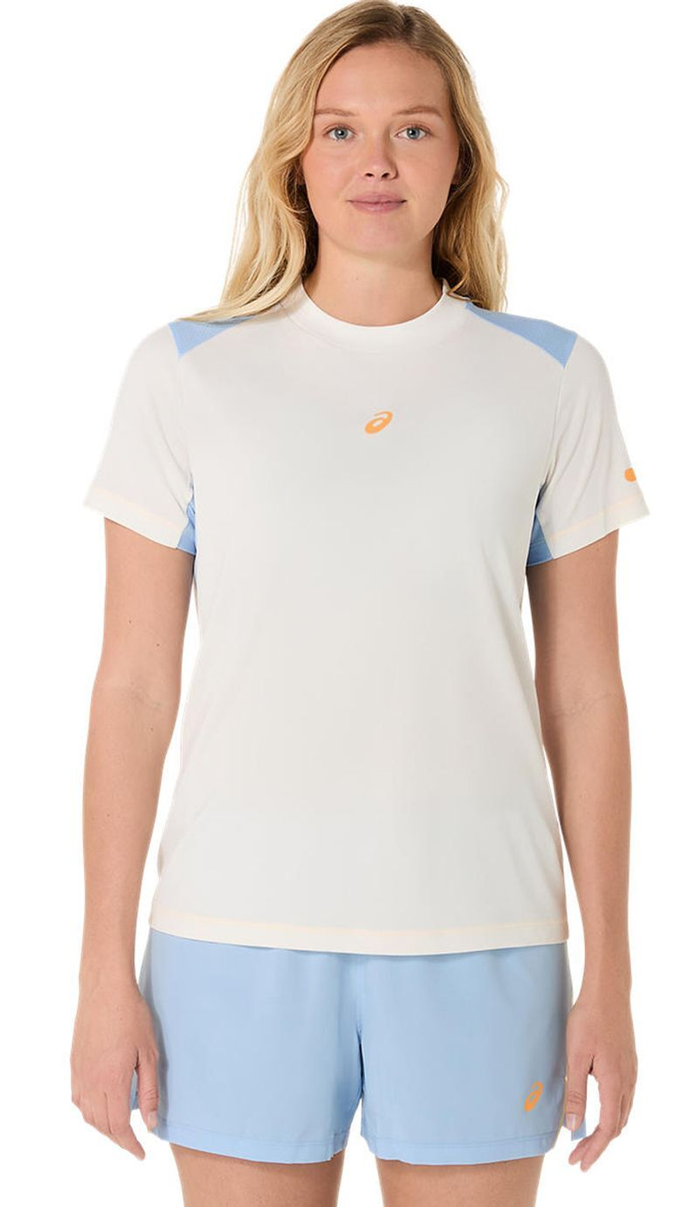 Женская теннисная футболка Asics Padel Court Short Sleeve - cream/stone wash