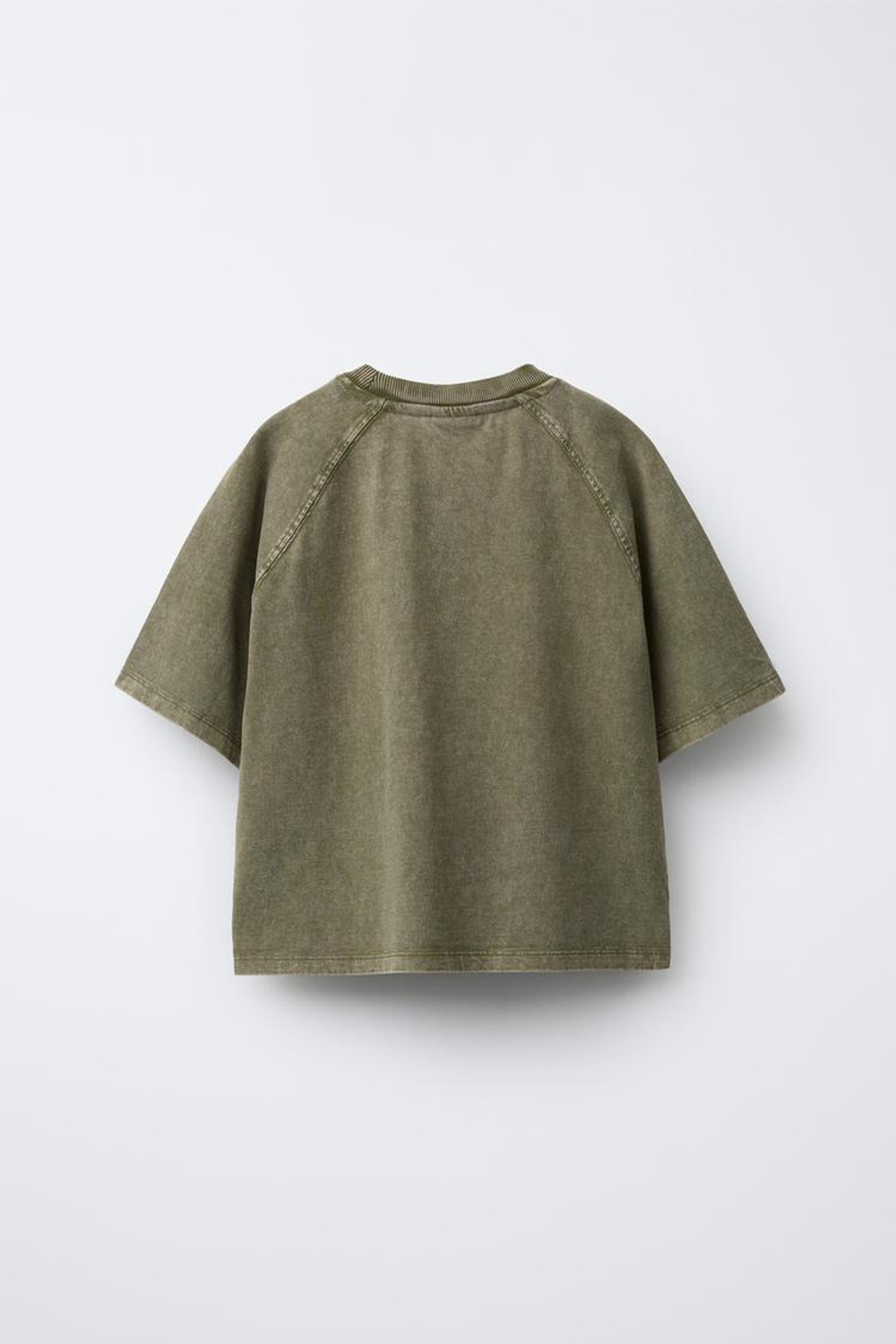 ZARA КОМПЛЕКТ ИЗ ФУТБОЛКИ HEAVY WEIGHT И ЛЕГИНСОВ GLARE RIB С ЭФФЕКТОМ ПОТЕРТОСТИ, ЛИНЯЛЫЙ ЗЕЛЕНЫЙ