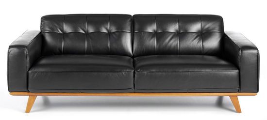5606-3P /6031 Диван кожаный 3-х местный черный Angel Cerda