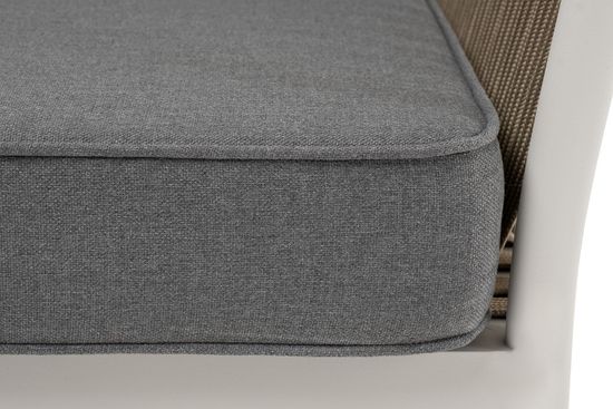 "Касабланка" кресло плетеное из роупа, каркас алюминий светло-серый (RAL7035) муар, роуп серо-коричневый 23мм, ткань серая 017