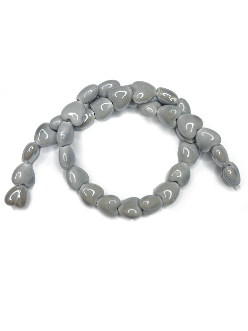 Керамические бусины Сердце, 10/13/15 мм, на нитке 32 см