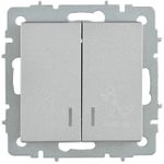 BRITE Выключатель 2-клавишный с индикацией для отелей 10А ВС10-2-9-БрА алюминий IEK