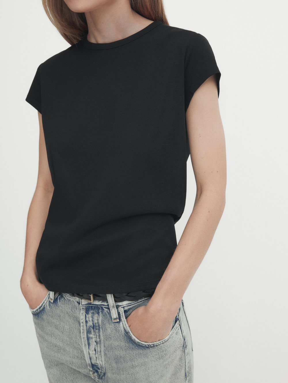 Massimo Dutti Хлопковая футболка, черный