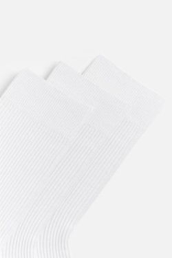 ZARA НАБОР ИЗ ТРЕХ ПАР НОСКОВ В РУБЧИК, БЕЛЫЙ