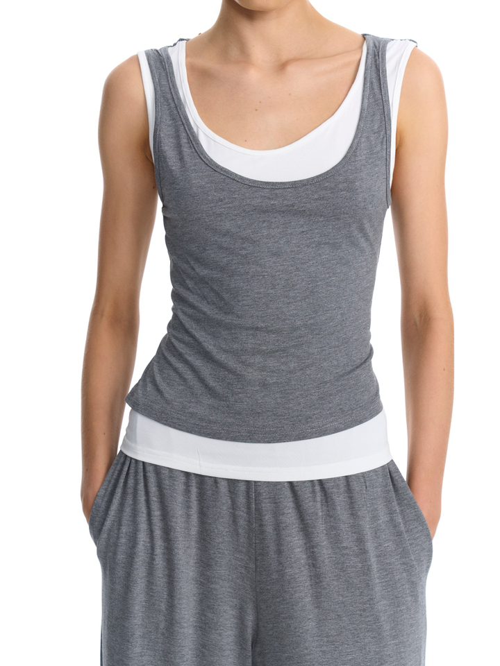 Двойной трикотажный топ серый