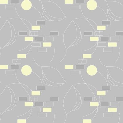 Геометрия и растительный принт на сером.