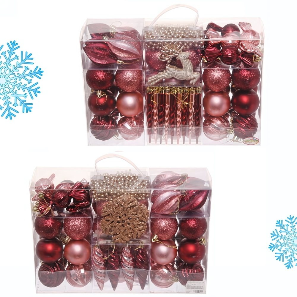 Набор украшений "Волшебный вальс" 6 см 83 предм. шампань/рубин/роз.золото (Серпантин)