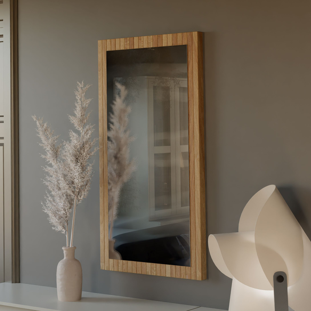 Зеркало настенное, 63х120, Пиафорте, прямоугольное, в раме, коричневое, массив дуба, Dipriz