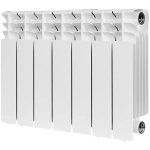 Радиатор биметаллический STOUT TITAN 350 - 7 секций (подключение боковое, цвет белый)