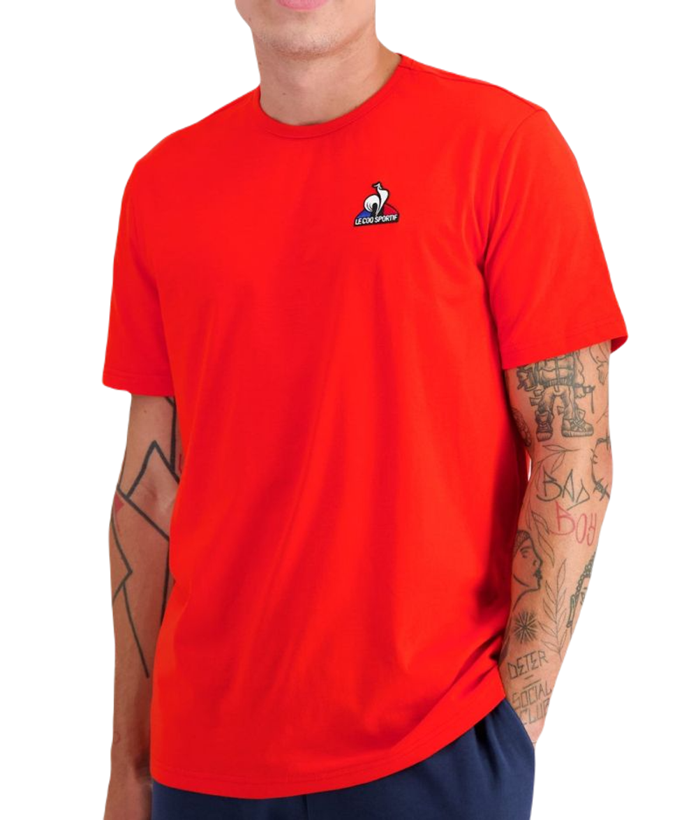 Мужская теннисная футболка Le Coq Sportif ESS Tee Short Sleeve N°4 SS23 - tech red