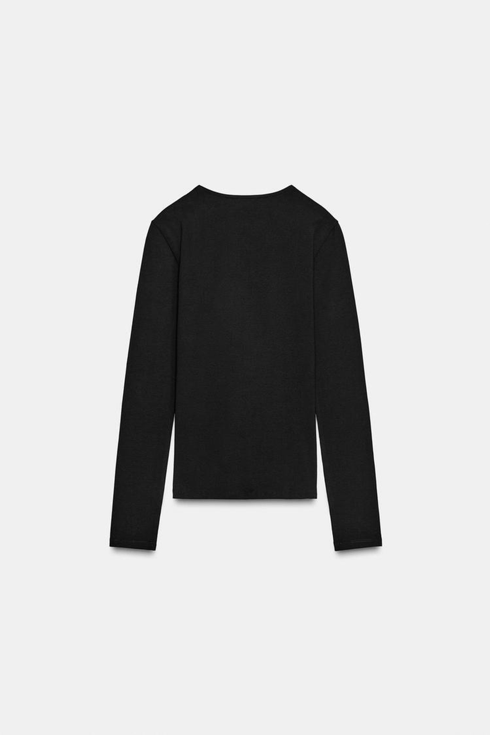 ZARA БАЗОВАЯ ХЛОПКОВАЯ ФУТБОЛКА, ЧЕРНЫЙ