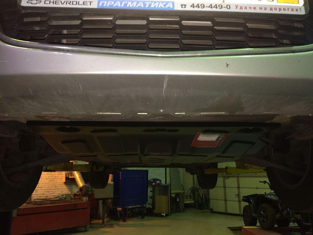 Защита картера двигателя, КПП (1,8 мм, сталь) для Chevrolet Aveo 2011-2015 (V = 1.6 MT/AT), Chevrolet Cobalt 2013-2016 (V = 1.5 MT), Chevrolet Nexia R3 2016-2018 (V = 1.6 AT), Ravon R4 2016- (V = 1.5 MT/AT) Sheriff.04.2221