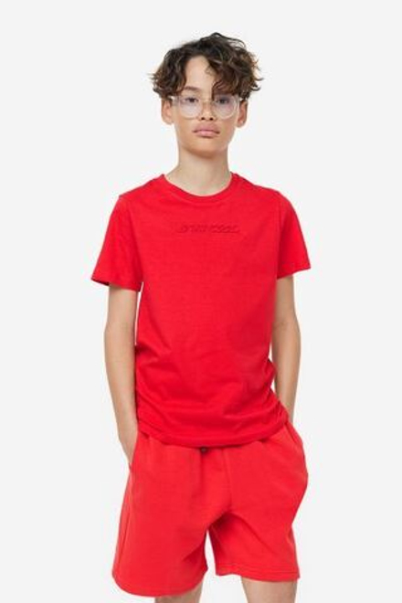 H&M Хлопковая футболка, ярко-красный