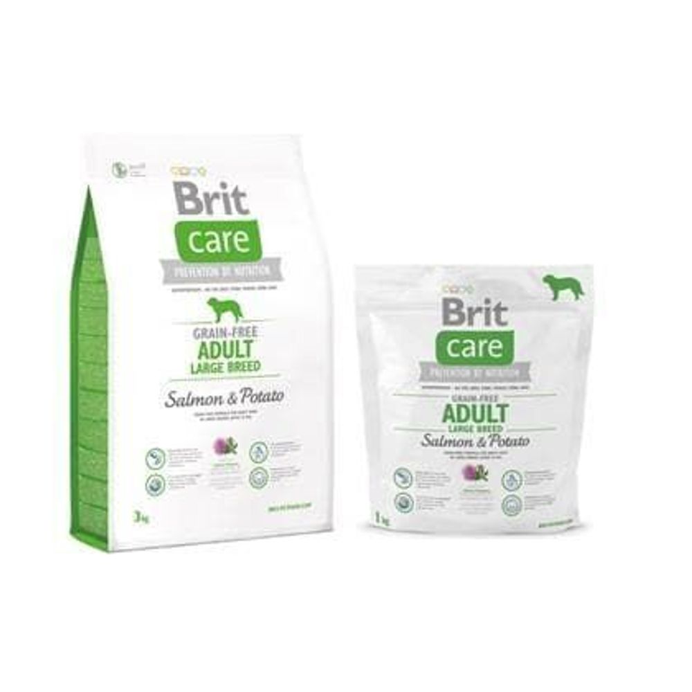 Brit Care Dog salmon large breed  3.0 беззерн., (д/крупн.пород) лосось сухой д/собак АКЦИЯ +1кг бесп