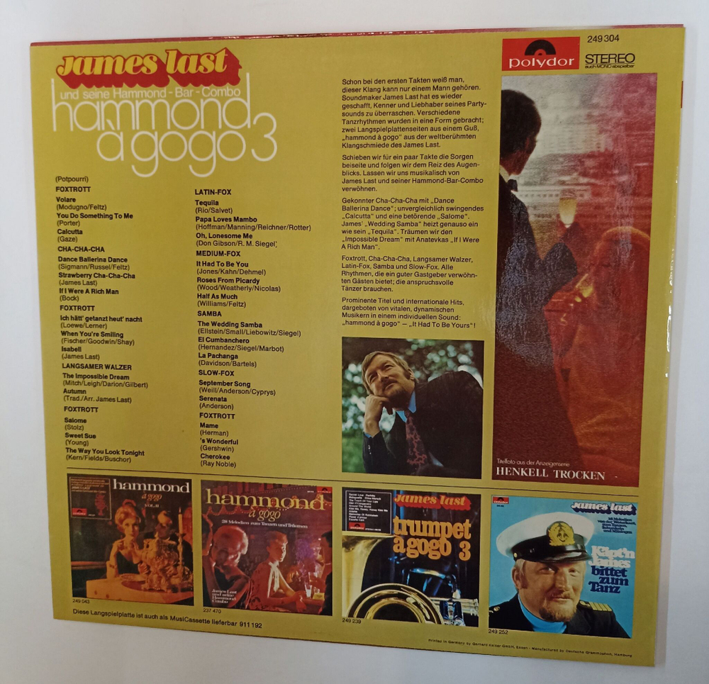 Винтажная виниловая пластинка LP James Last Und Seine Hammond Bar Combo Hammond GoGo 3 (Germany 1969)